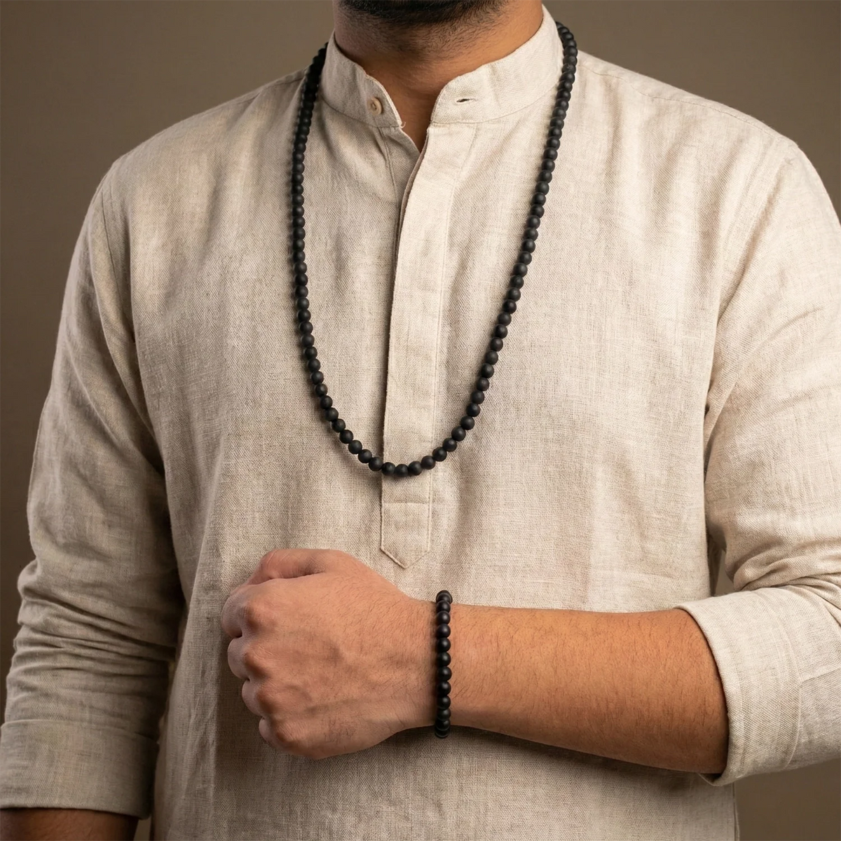 Karungali Malai (8mm) with 8mm Karungali Bracelet (Govt. Certified)