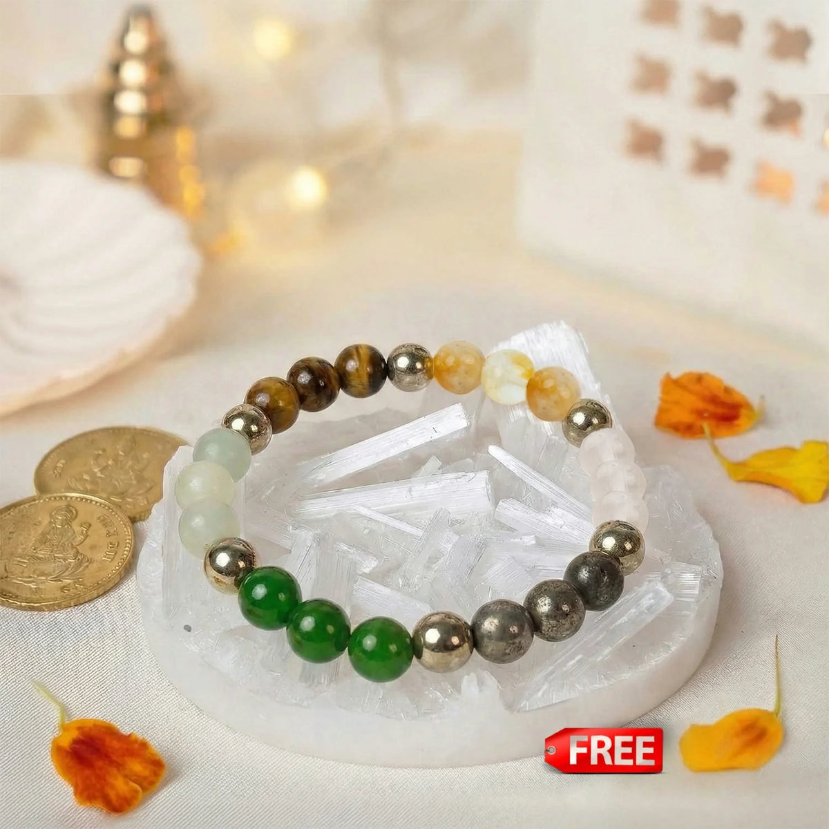Dhan Yog Bracelet with FREE Raw Selenite Plate