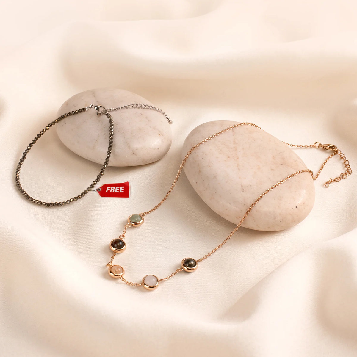 Dhan Yog Necklace + Free Raw Pyrite Anklet Combo
