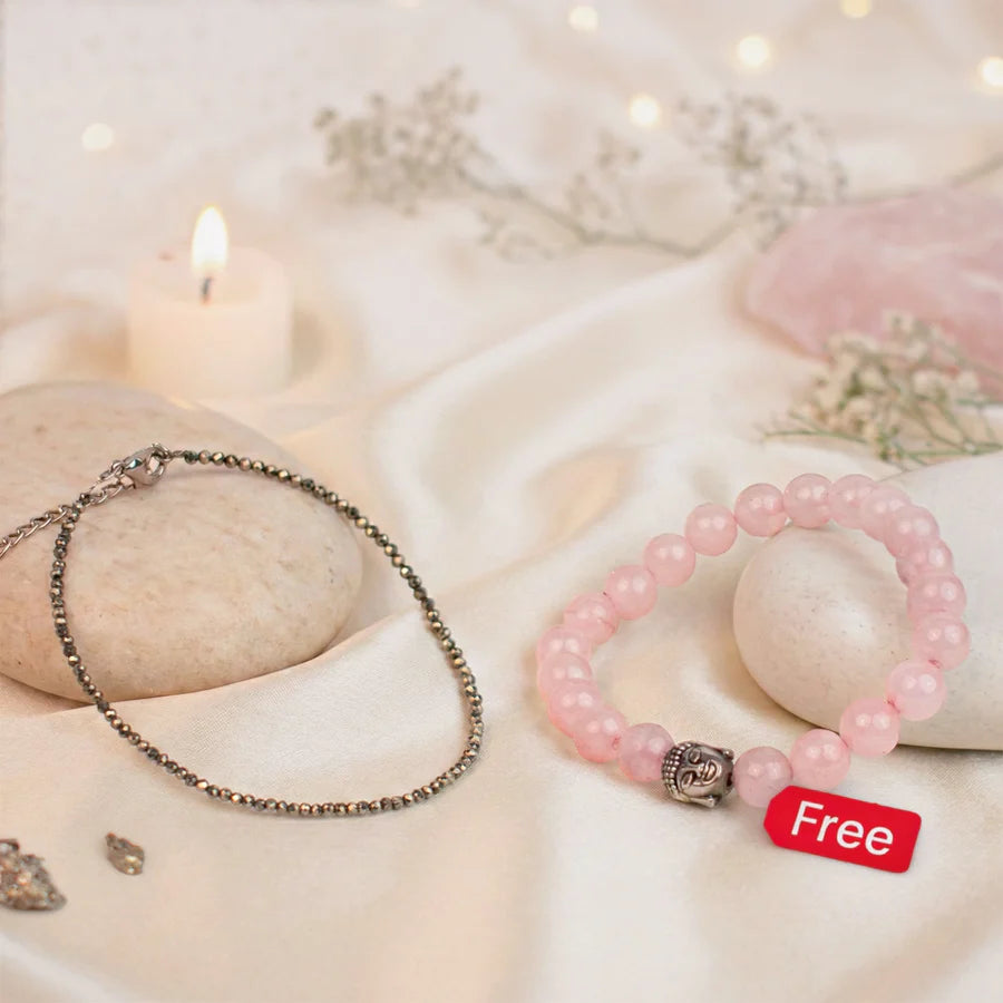 Pyrite Anklet with FREE Rose Quartz Bracelet