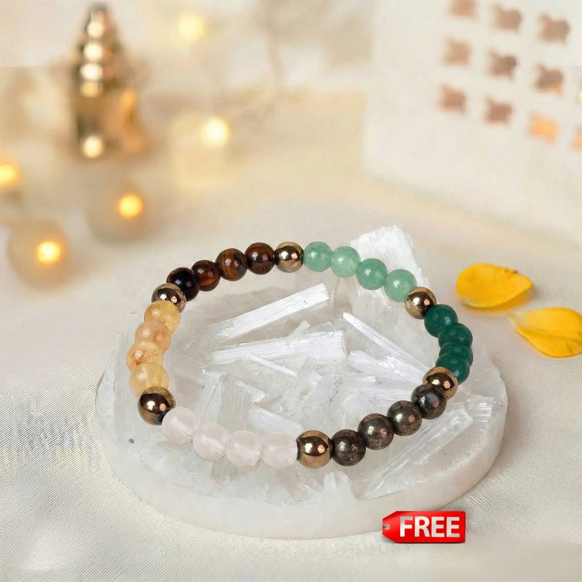 Dhan Yog 6mm Bracelet With Free Raw Selenite Plate