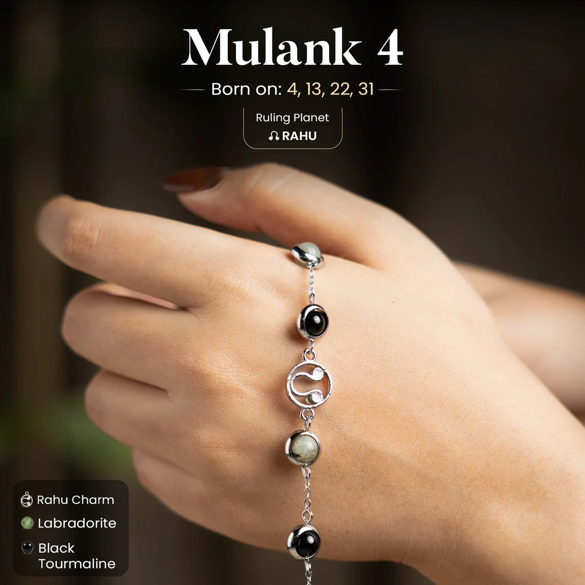 Mulank 4 Rahu | Crystal Bracelet for Women
