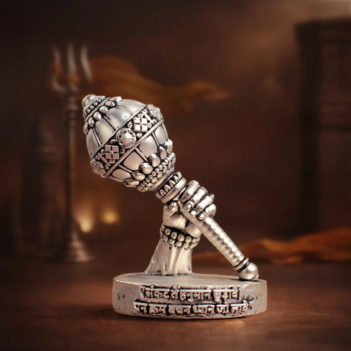 999 Silver Plated Shri Hanuman Gada Idol