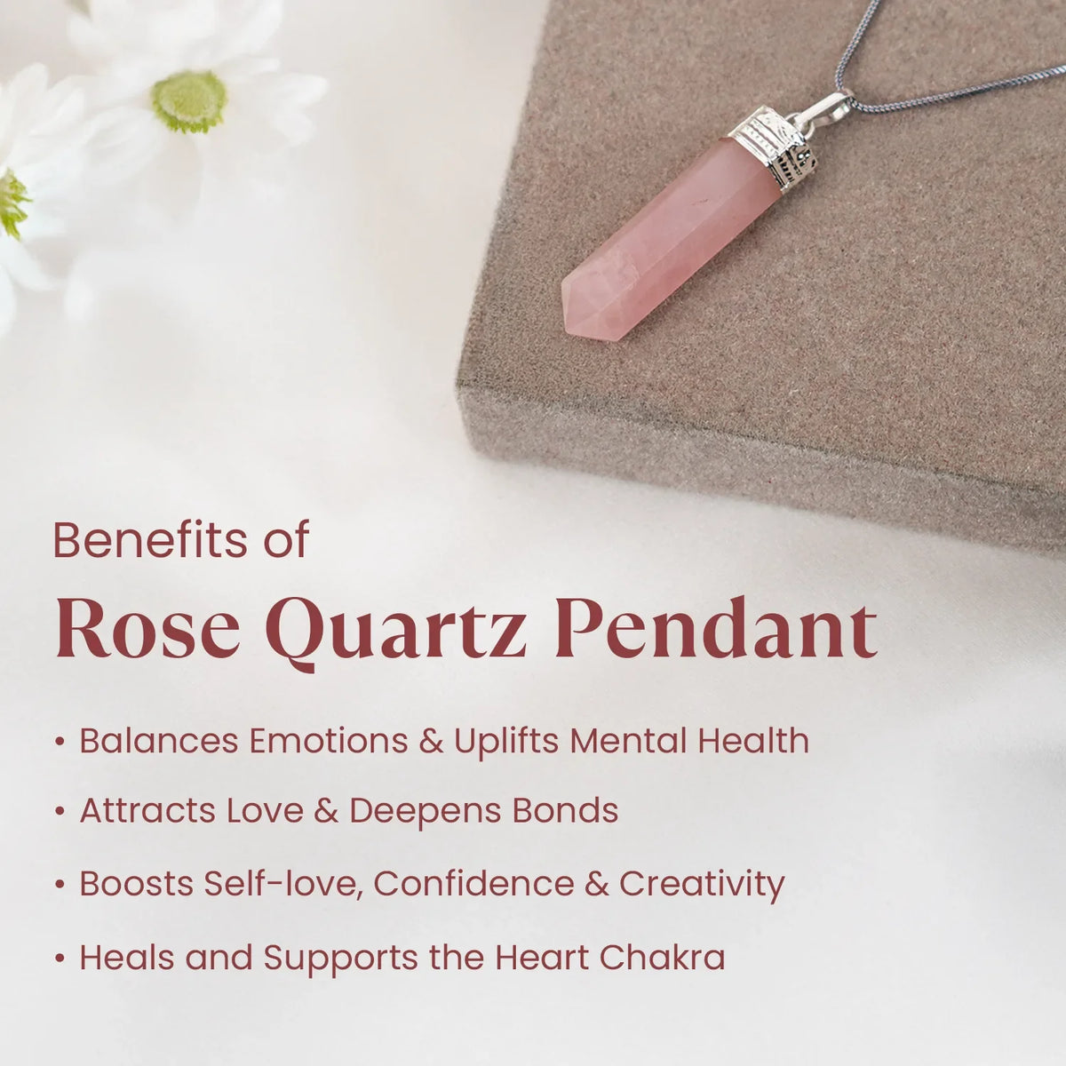 Love Attraction Rose Quartz Pencil Pendant