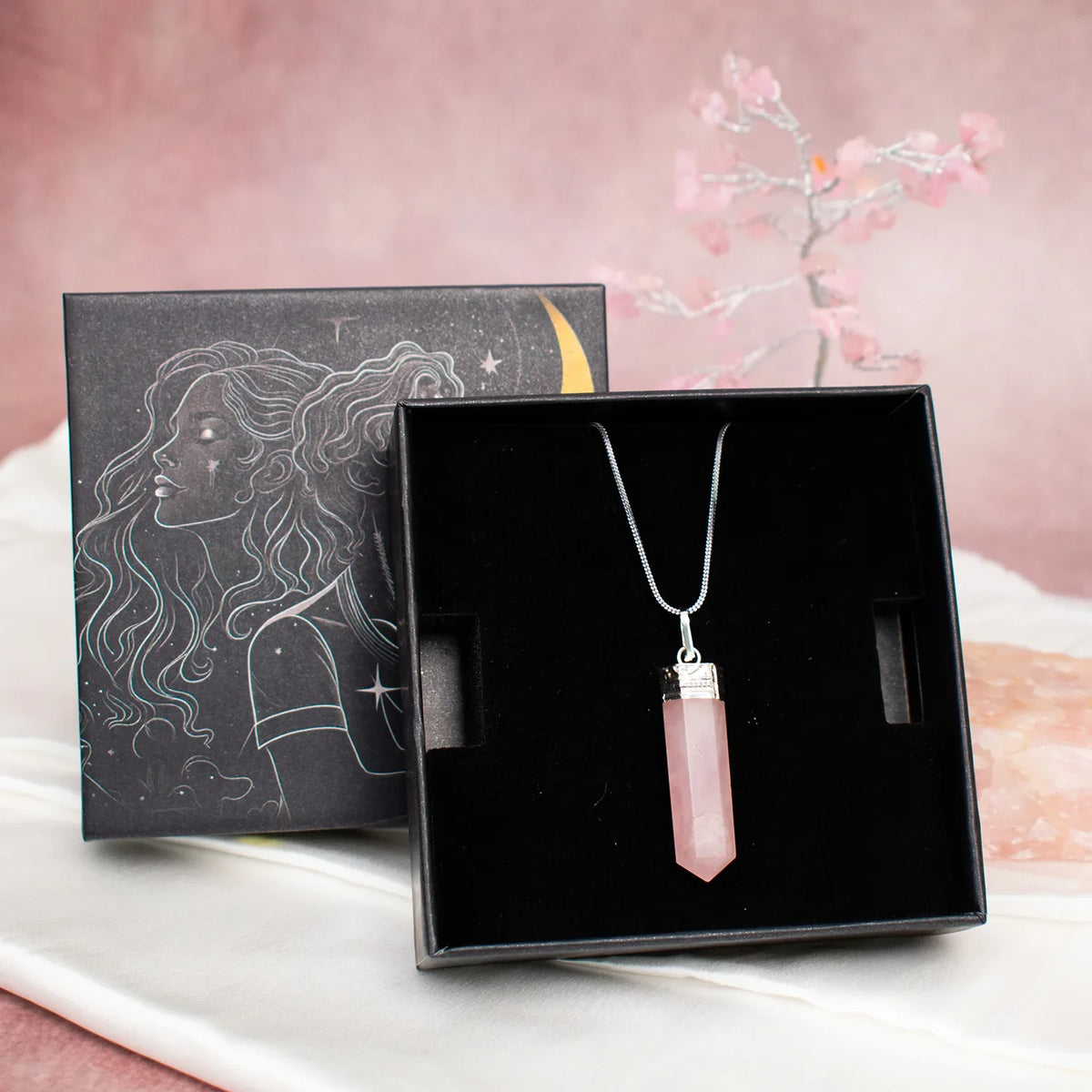 Love Attraction Rose Quartz Pencil Pendant