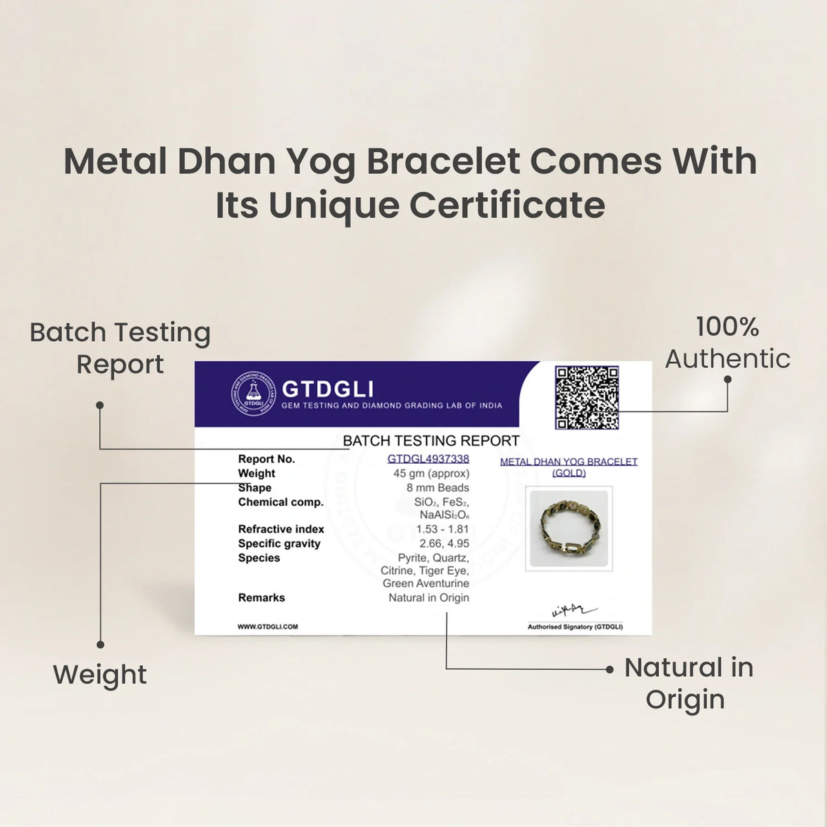 Rinmukteshwar Siddh Metal Dhan Yog Bracelet - Gold