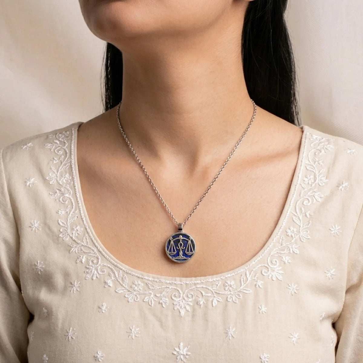 Unisex Libra Pendant (तुला राशि) with Lapis Lazuli