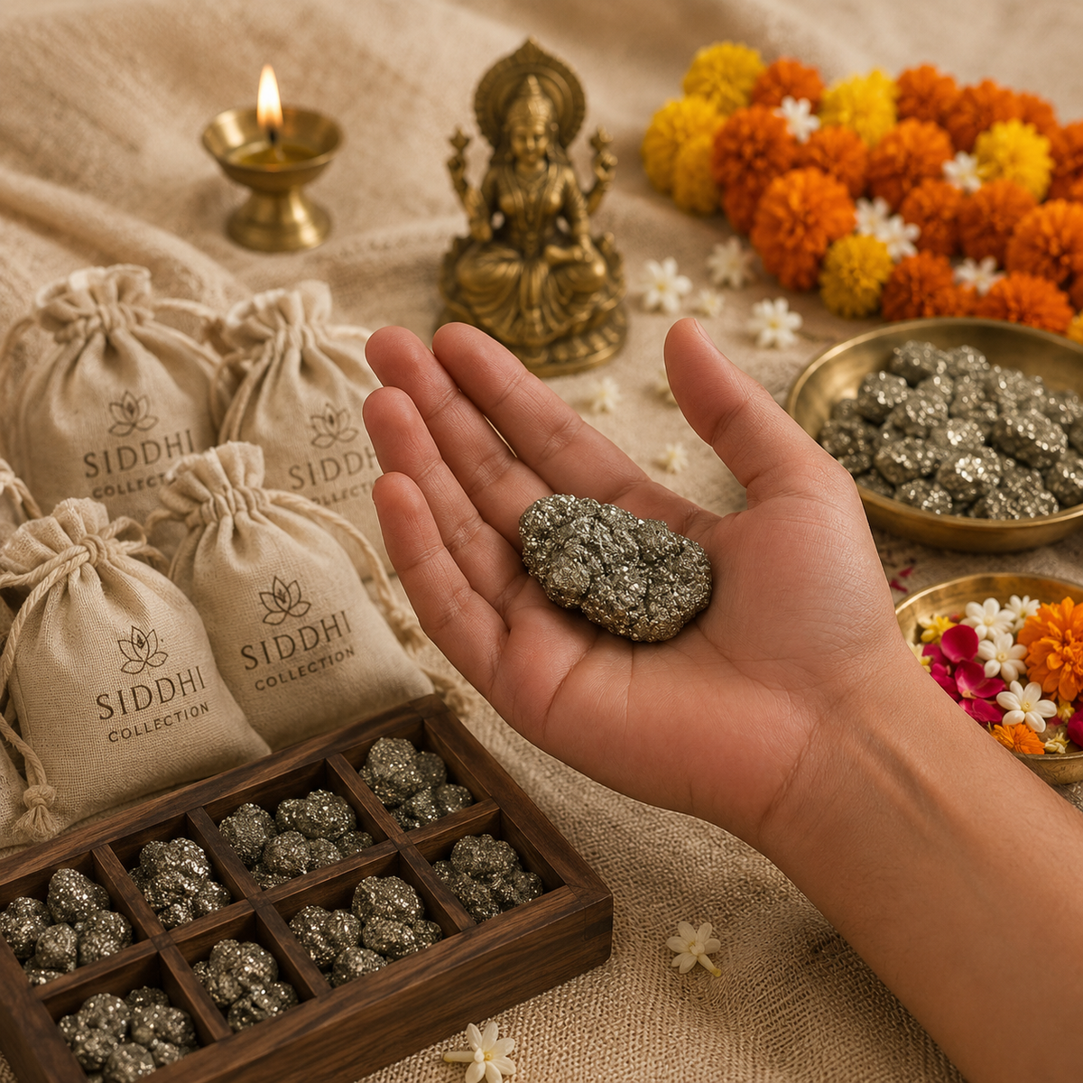 Maha Lakshmi Siddh Raw Pyrite Stone
