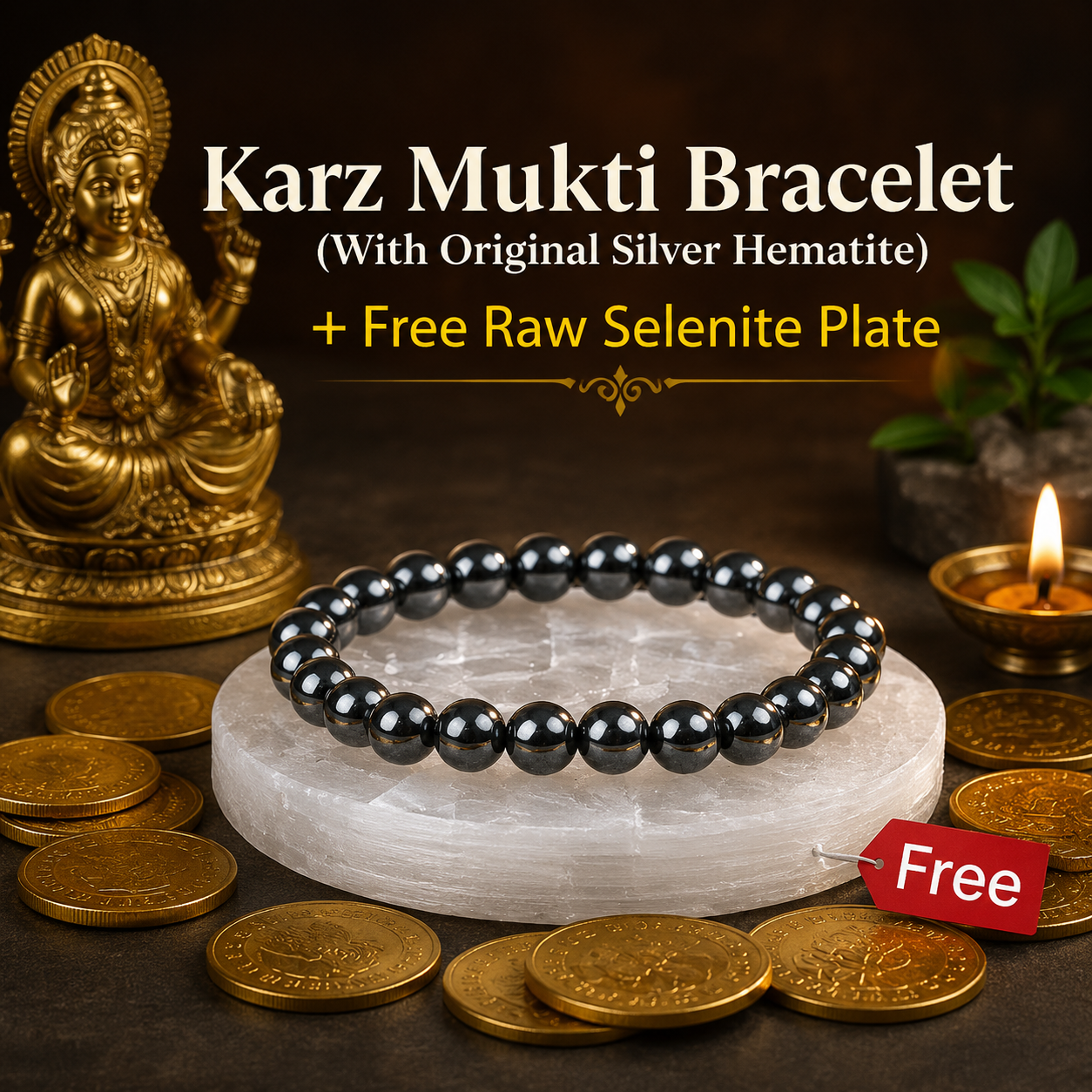 Karz Mukti Bracelet with FREE Raw Selenite Plate