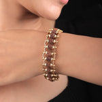 Unisex gold plated Rudraksha bracelet worn by model