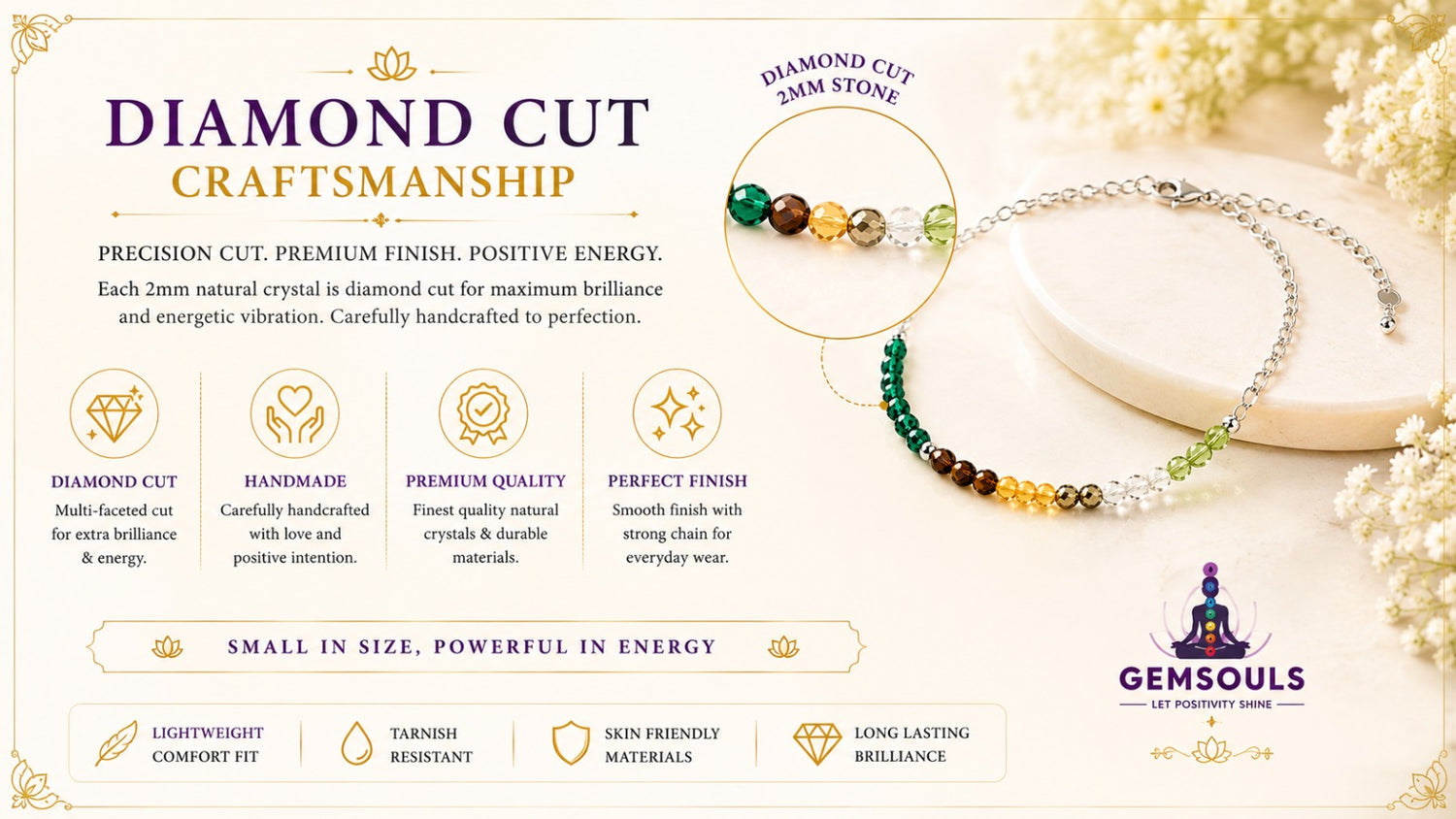 Dhan Yog Anklet – Handmade Natural Pyrite Crystal Anklet for Wealth, Prosperity & Positive Energy