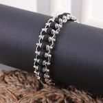 Silver-plated Karungali bracelet, natural ebony wood bead close-up